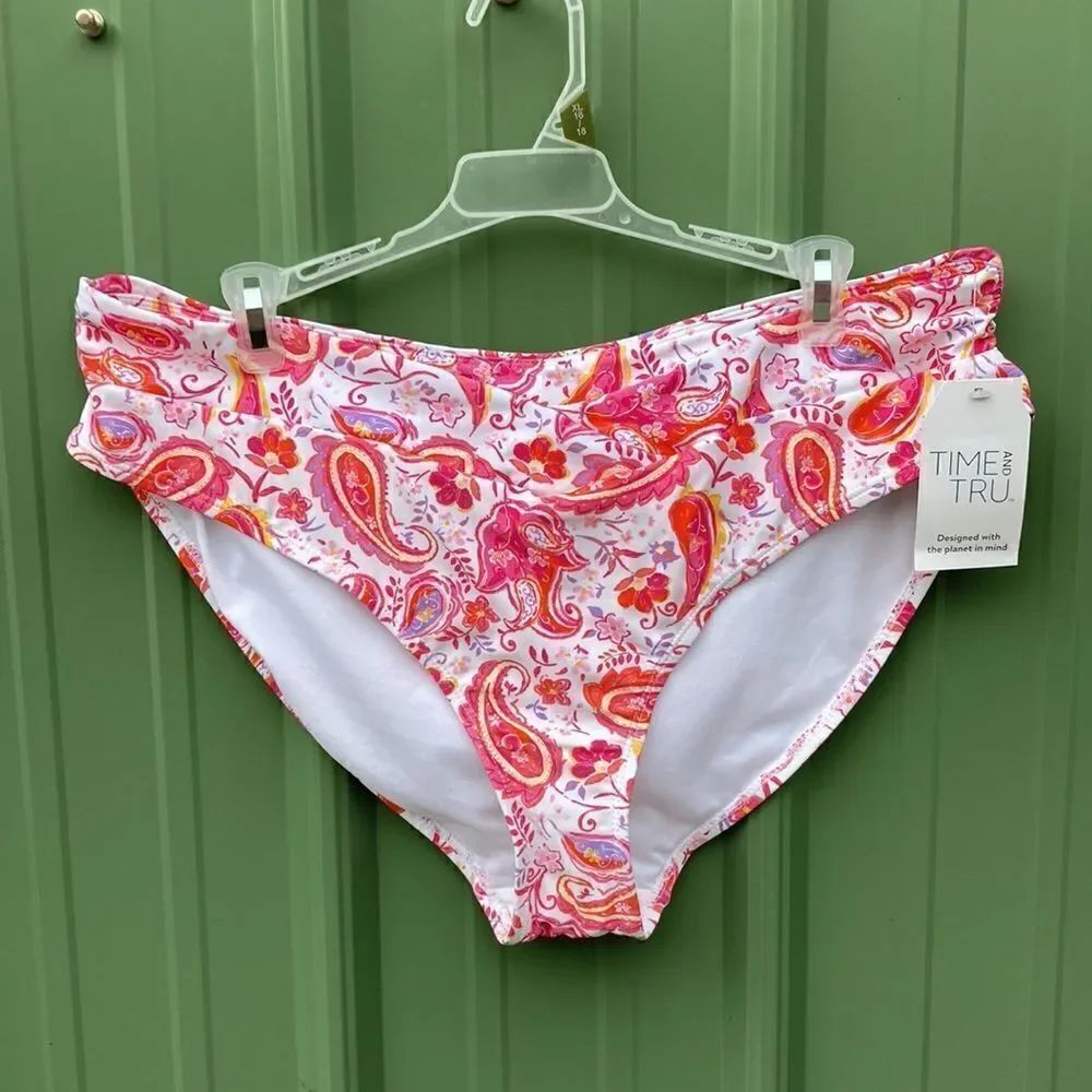 Women's Mid Rise Paisley V Bikini Swimsuit Bathing Suit Bottoms  Size XL